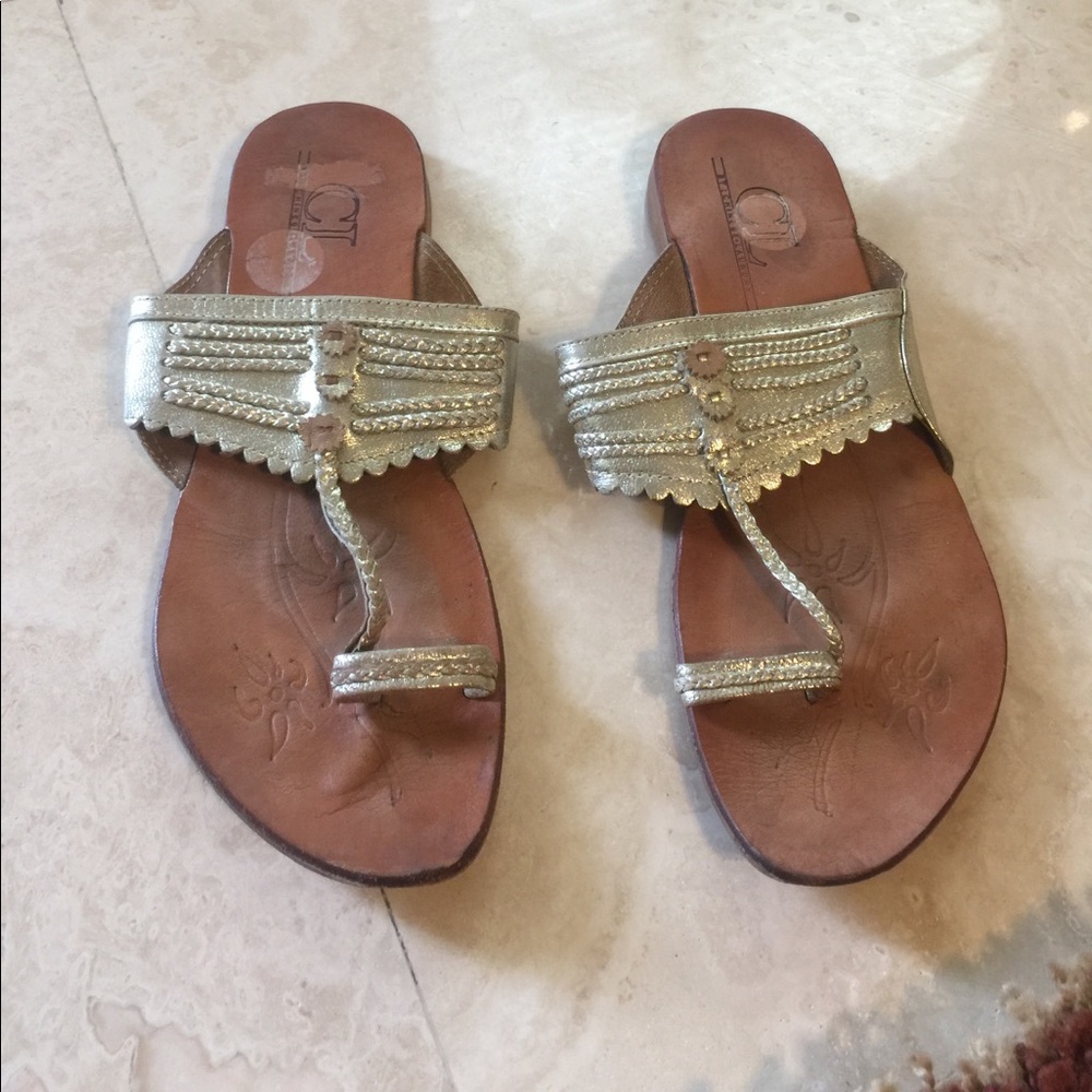 Gold Chinese Laundry Strapless Sandals